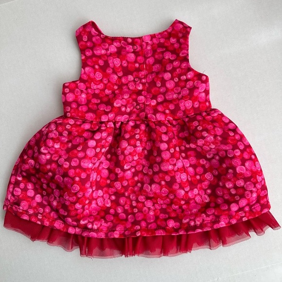 CAT & JACK Red Pink Polka Dots Tulle Underlayer Babydoll Party Dress Infant 3-6M - Picture 7 of 7